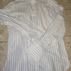 Hugo Boss Selection Men's Blue Striped Shirt Wirh French Cuffs - Size 17